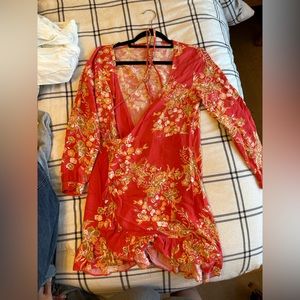 Ebby andi size small red floral tie dress